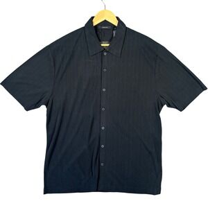 Claiborne Men's Black Striped Short Sleeve Button Up Shirt XL
